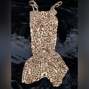 Leopard Print Romper with Pockets